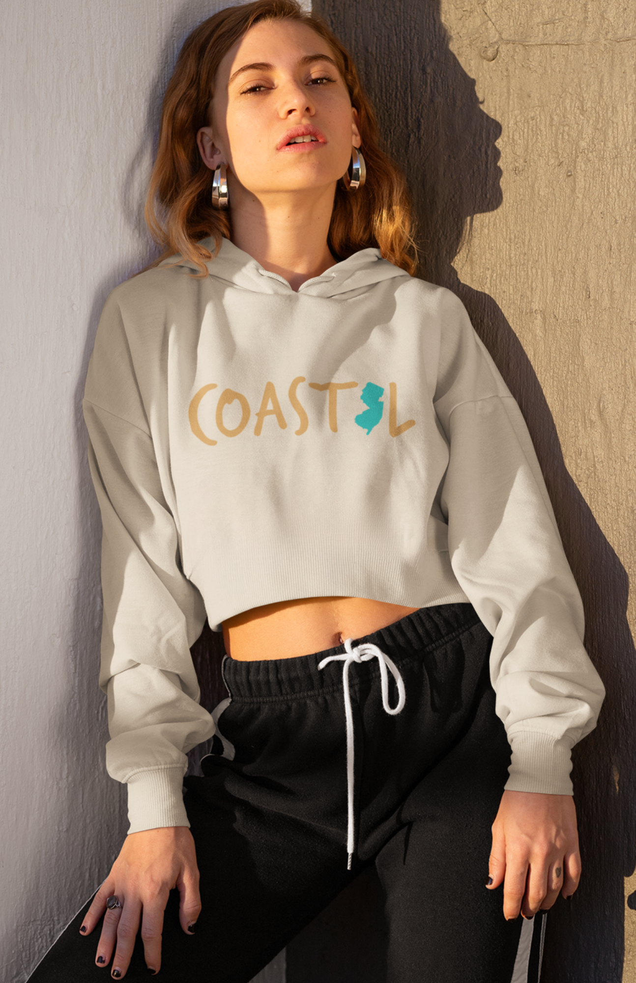Coastal New Jersey Sand & Surf Vibes Women’s Cropped Hoodie