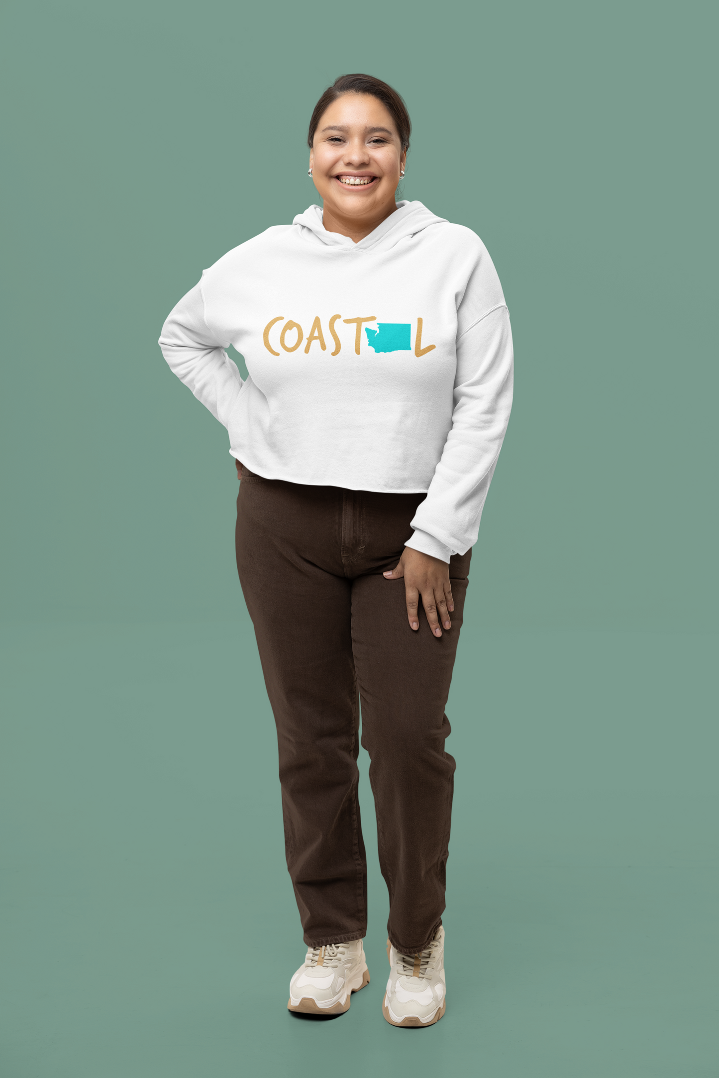 Coastal Washington Sand & Surf Vibes Women’s Cropped Hoodie