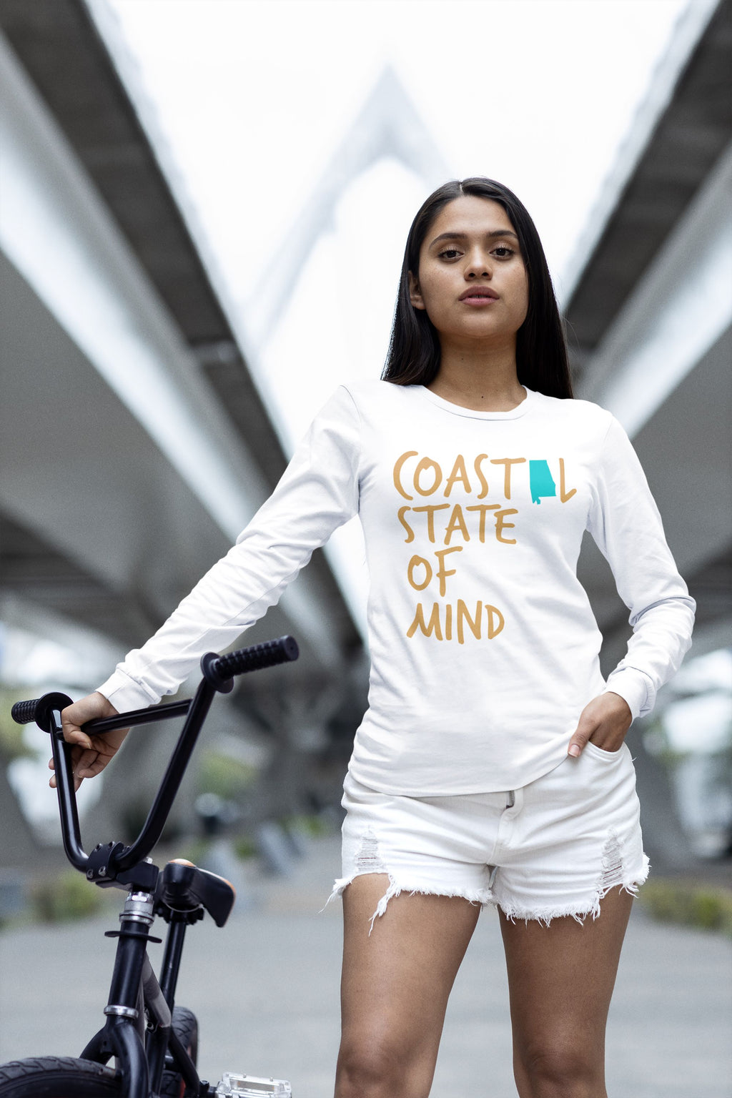 Coastal State of Mind Alabama Beachfront Long Sleeve Unisex Tee