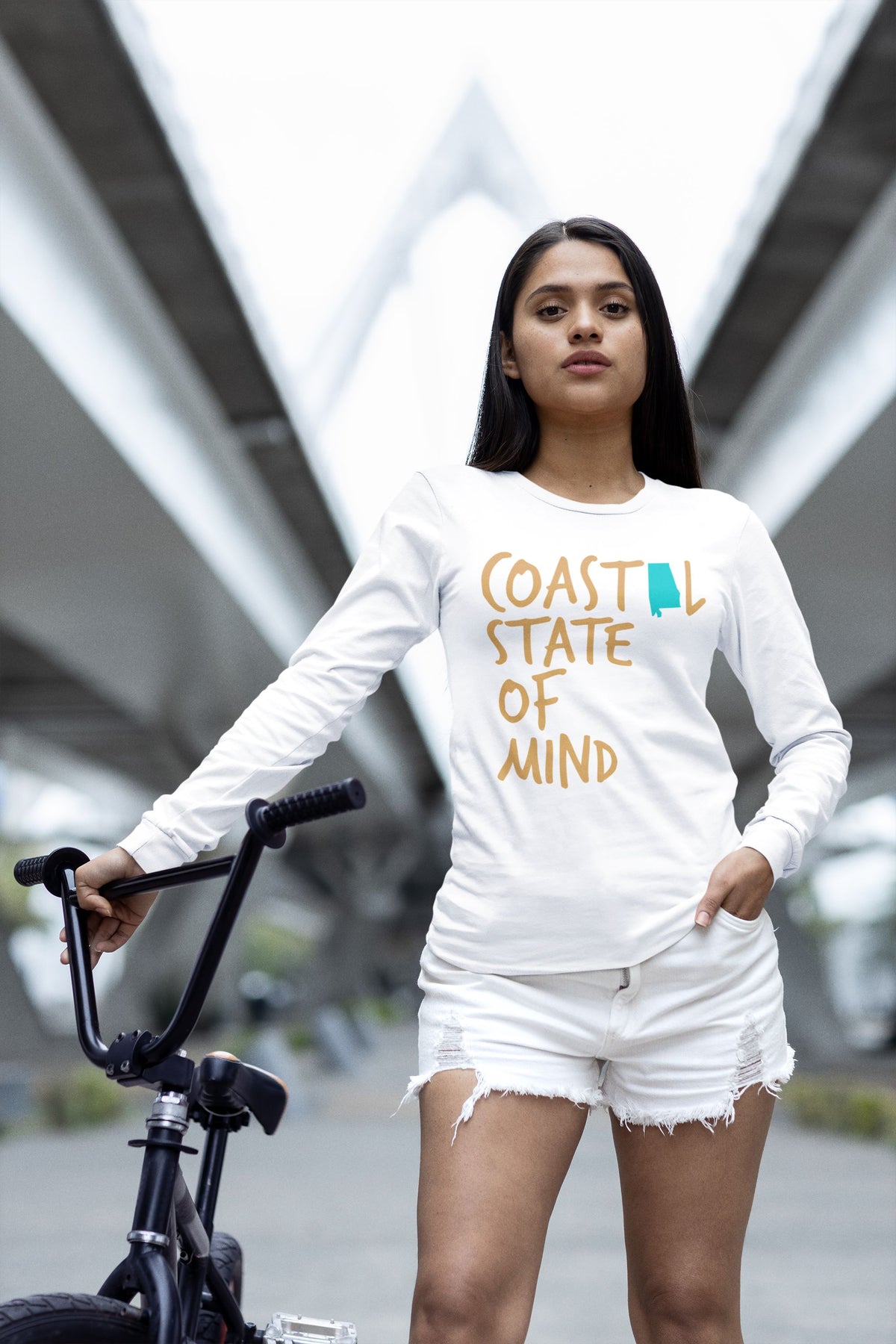 Coastal State of Mind Alabama Beachfront Long Sleeve Unisex Tee