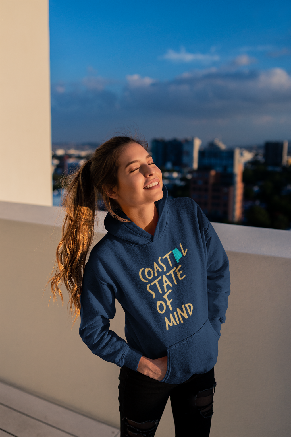 Coastal State of Mind Alabama Sunset Gold Unisex Hoodie