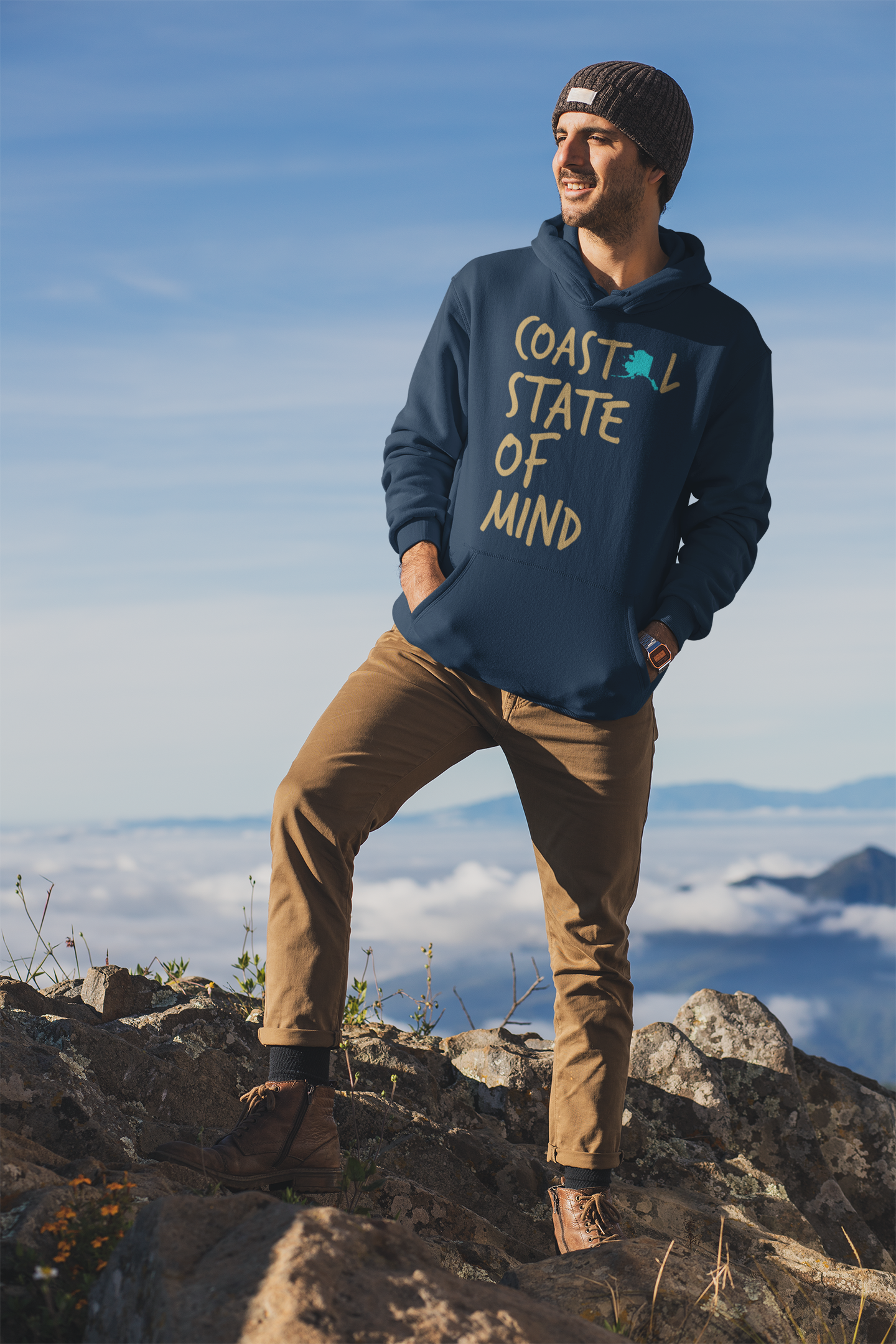 Coastal State of Mind Alaska Sunset Gold Unisex Hoodie