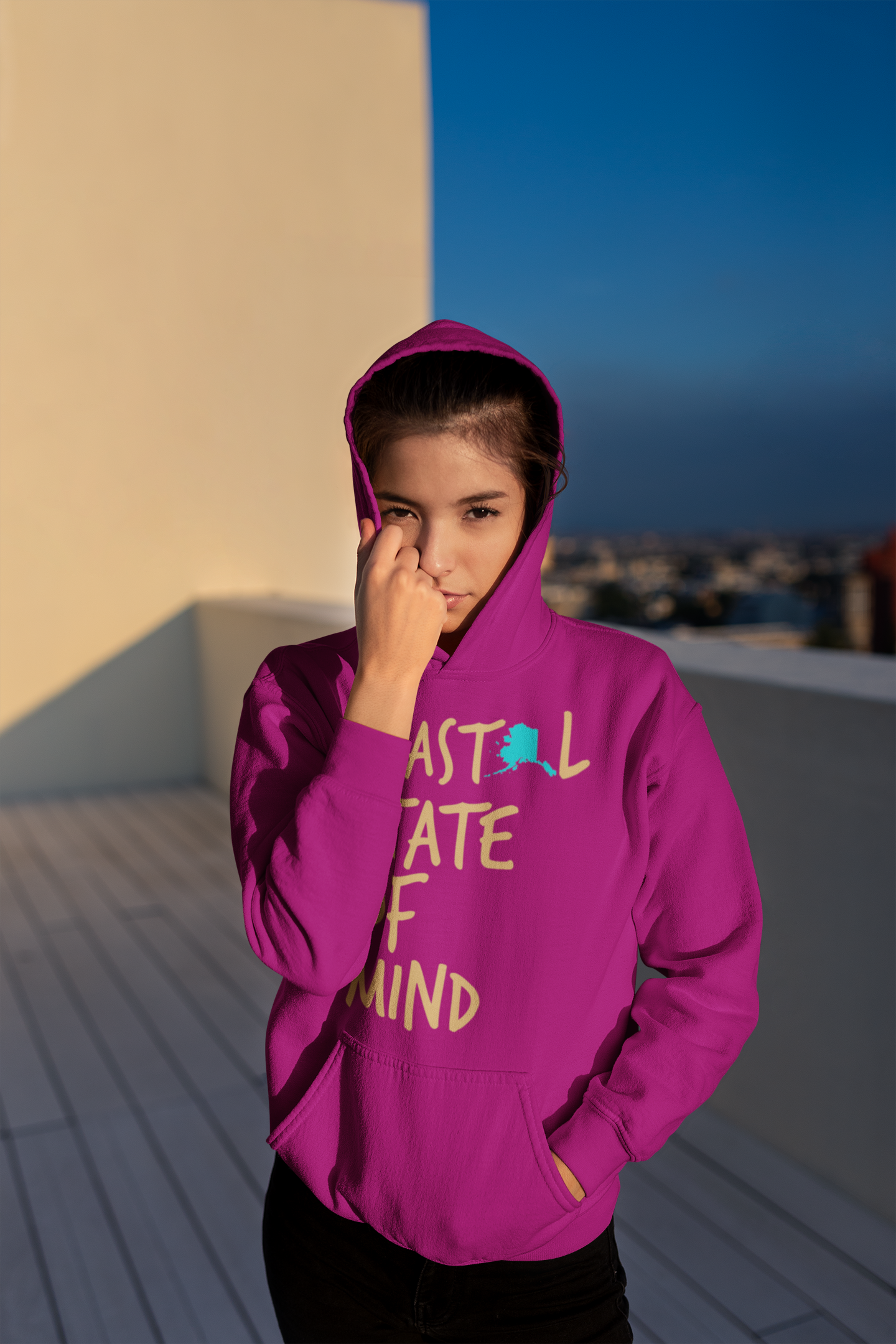 Coastal State of Mind Alaska Sunset Gold Unisex Hoodie