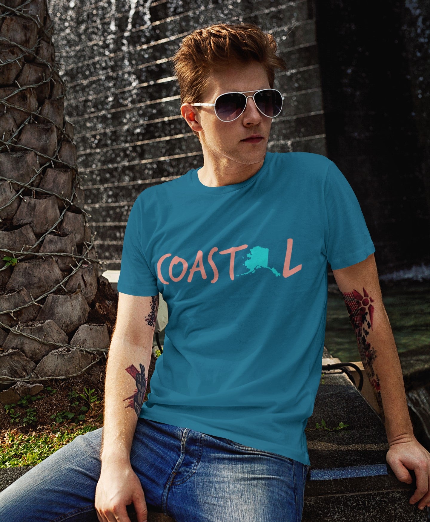 Coastal Alaska Sunset Red Unisex Jersey Tee