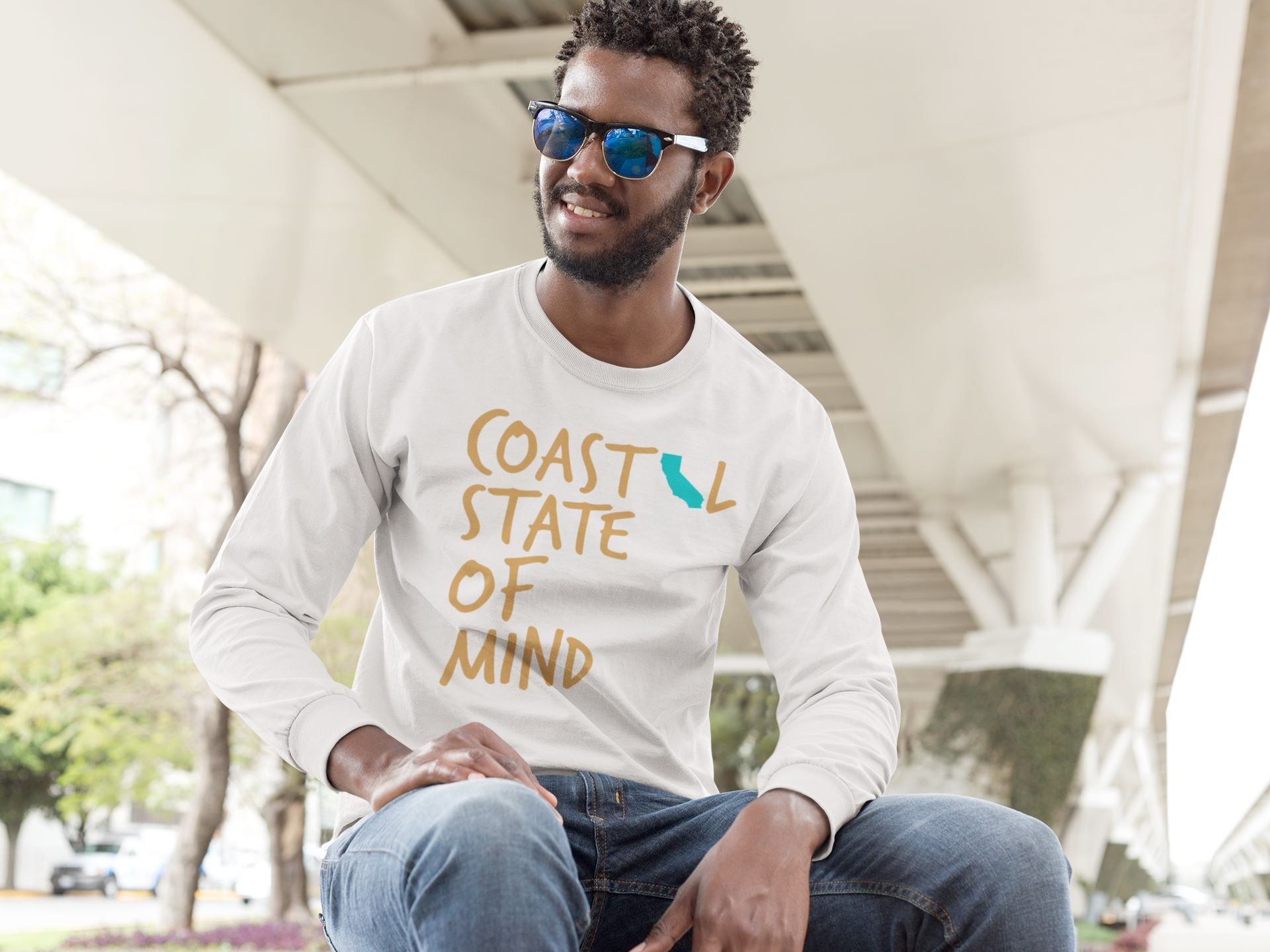 Coastal State of Mind California Beachfront Long Sleeve Unisex Tee