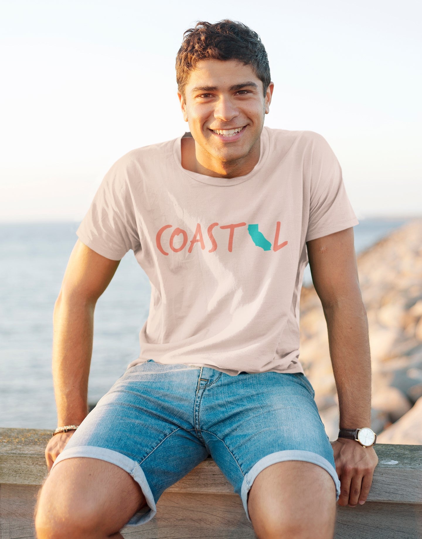 Coastal California Sunset Red Unisex Jersey Tee