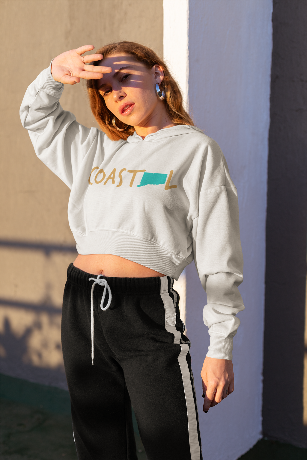Coastal Connecticut Sand & Surf Vibes Women’s Cropped Hoodie