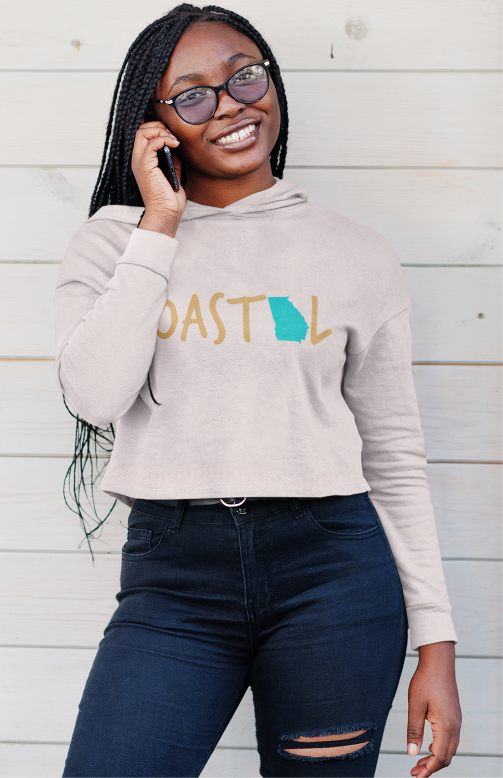 Coastal Georgia Sand & Surf Vibes Women’s Cropped Hoodie