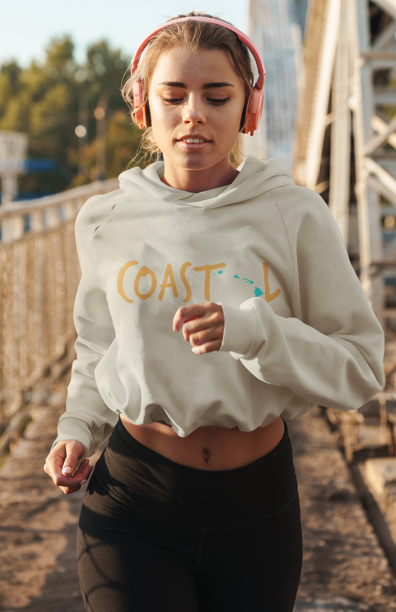 Coastal Hawaii Sand & Surf Vibes Women’s Cropped Hoodie