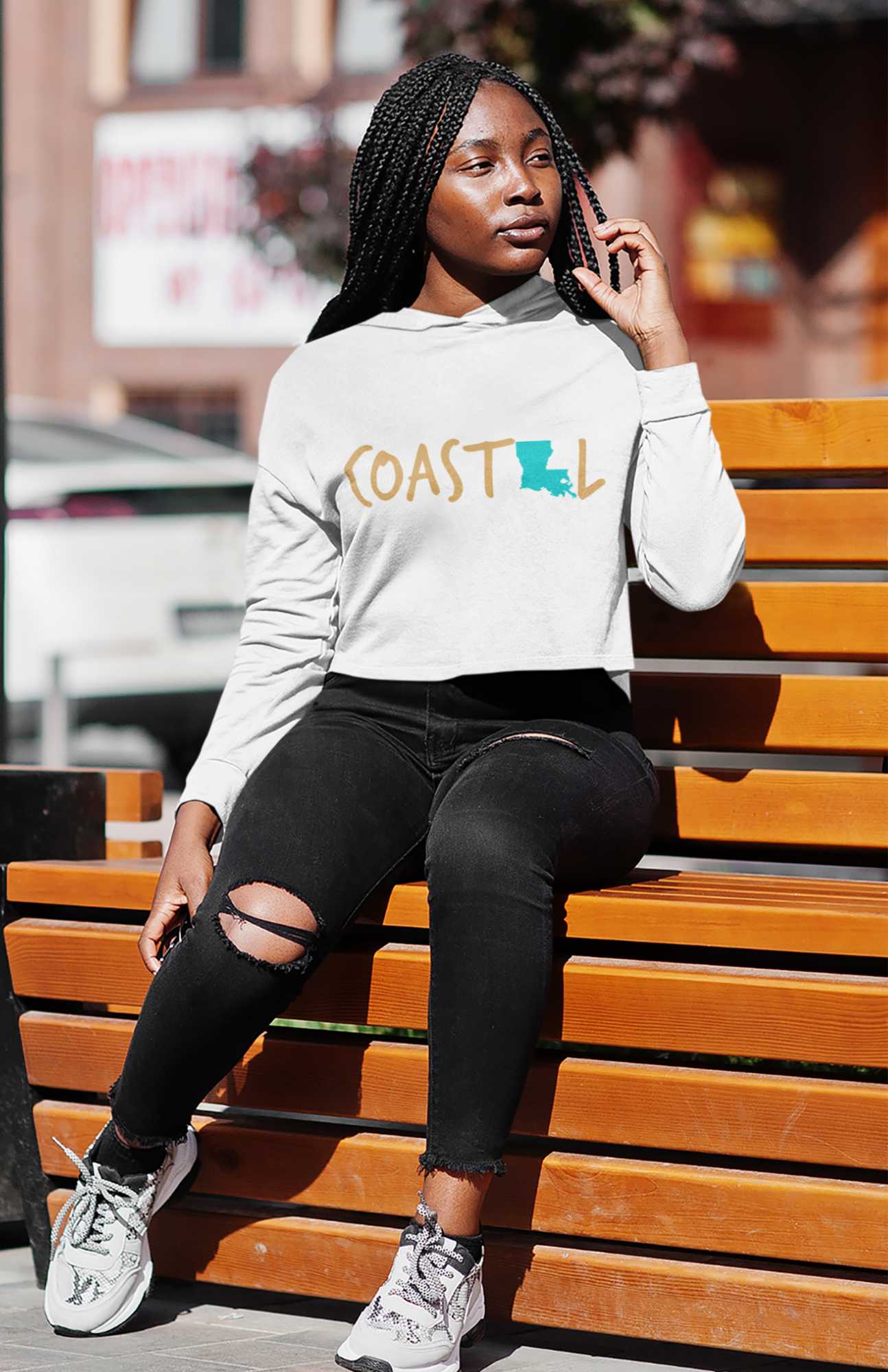 Coastal Louisiana Sand & Surf Vibes Women’s Cropped Hoodie