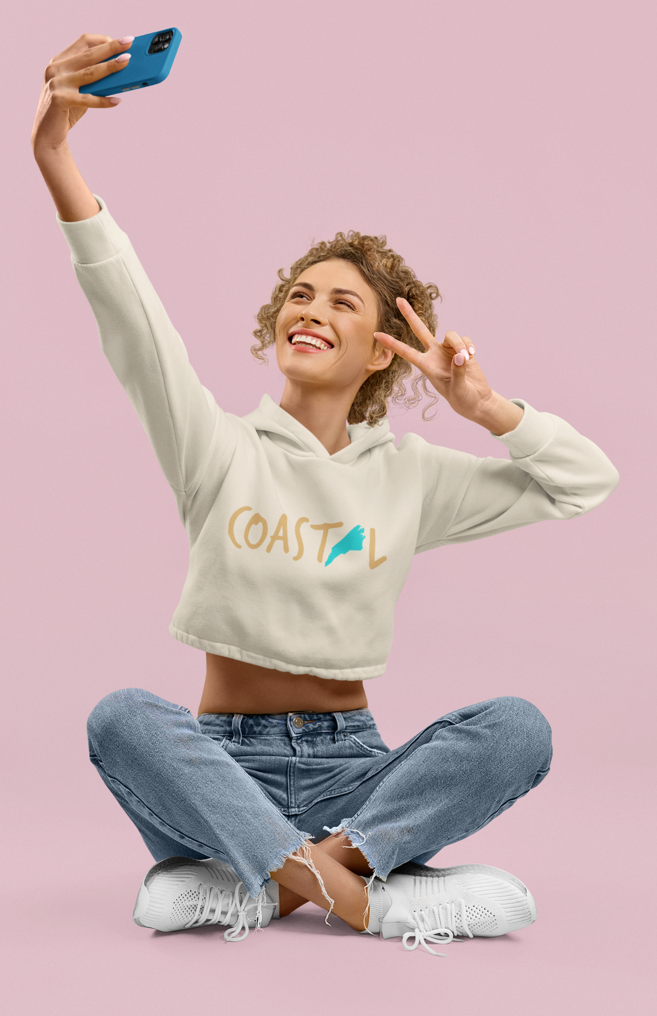 Coastal North Carolina Sand & Surf Vibes Women’s Cropped Hoodie