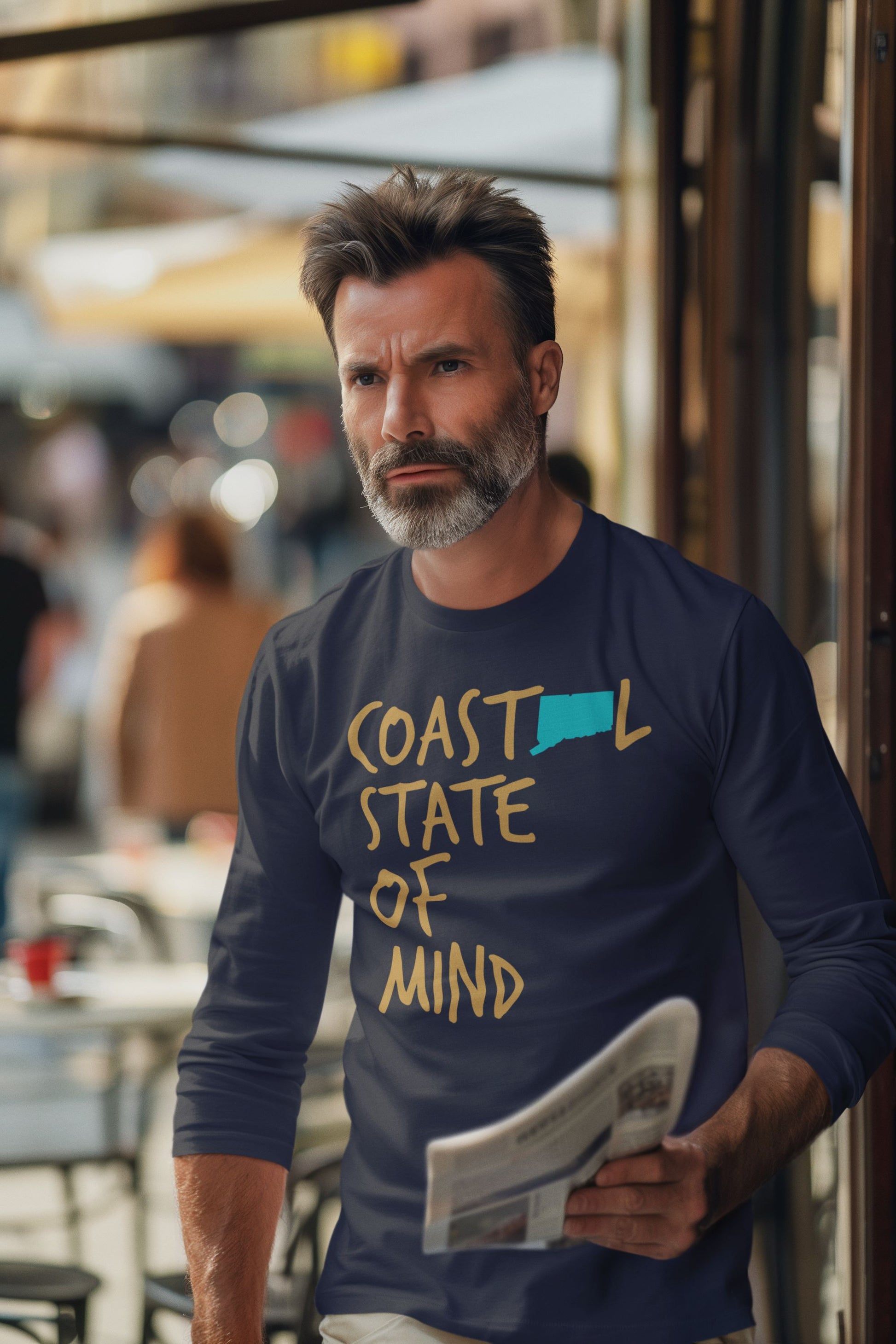 Coastal State of Mind Connecticut Beachfront Long Sleeve Unisex Tee