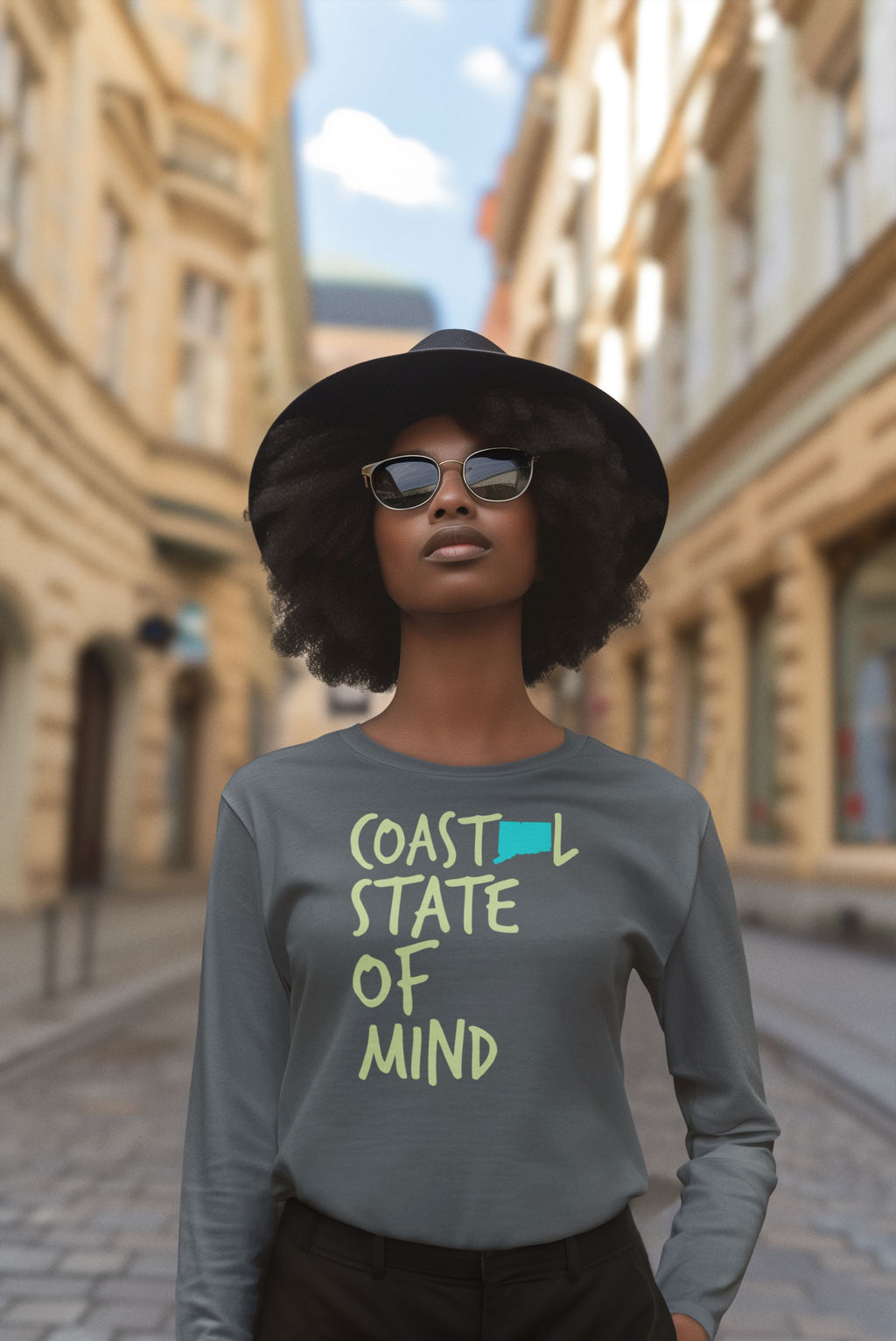 Coastal State of Mind Connecticut Beachfront Long Sleeve Unisex Tee