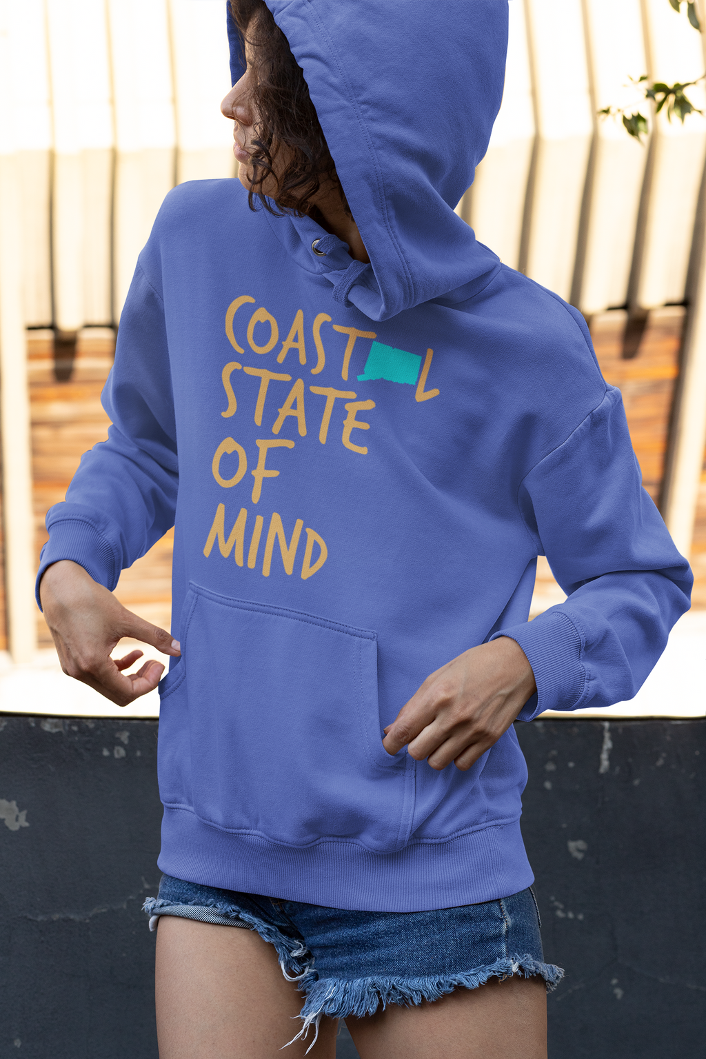 Coastal State of Mind Connecticut Sunset Gold Unisex Hoodie