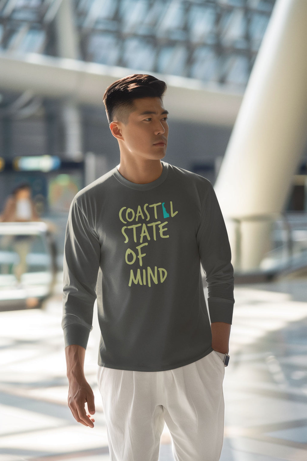 Coastal State of Mind Delaware Beachfront Long Sleeve Unisex Tee