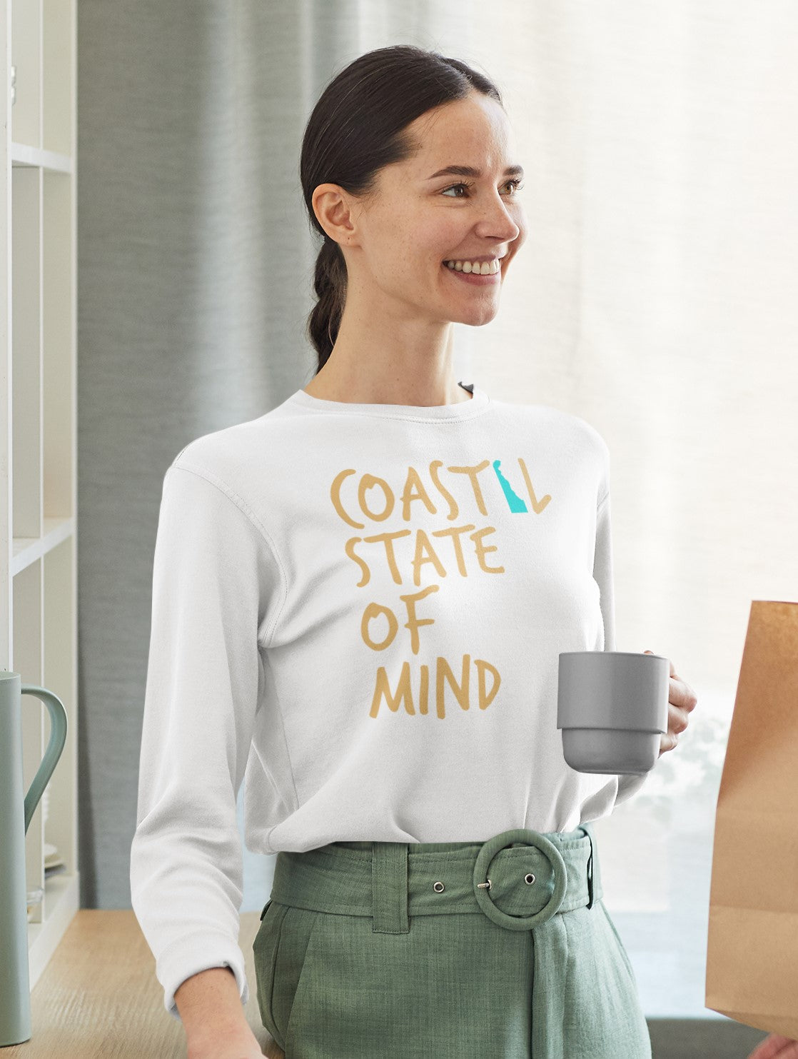 Coastal State of Mind Delaware Beachfront Long Sleeve Unisex Tee