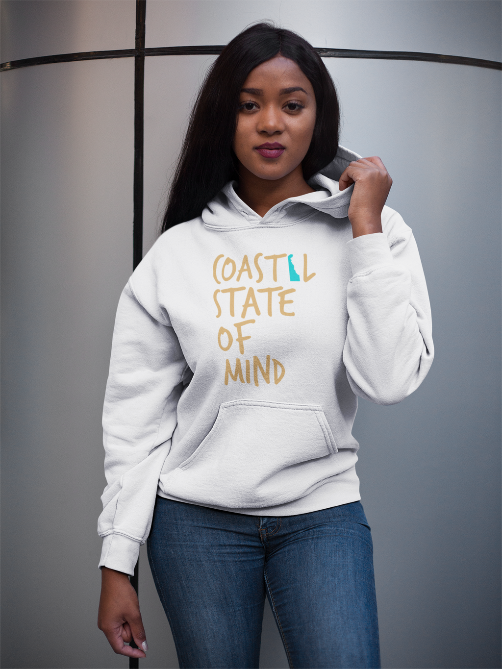 Coastal State of Mind Delaware Sunset Gold Unisex Hoodie