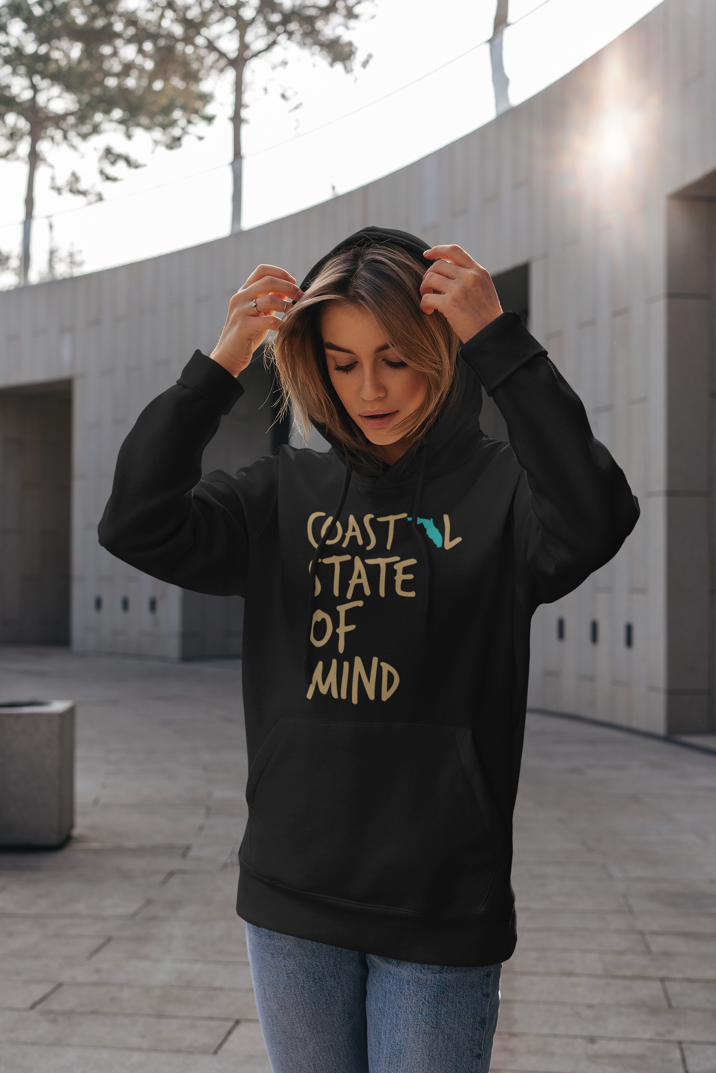 Coastal State of Mind Florida Sunset Gold Unisex Hoodie