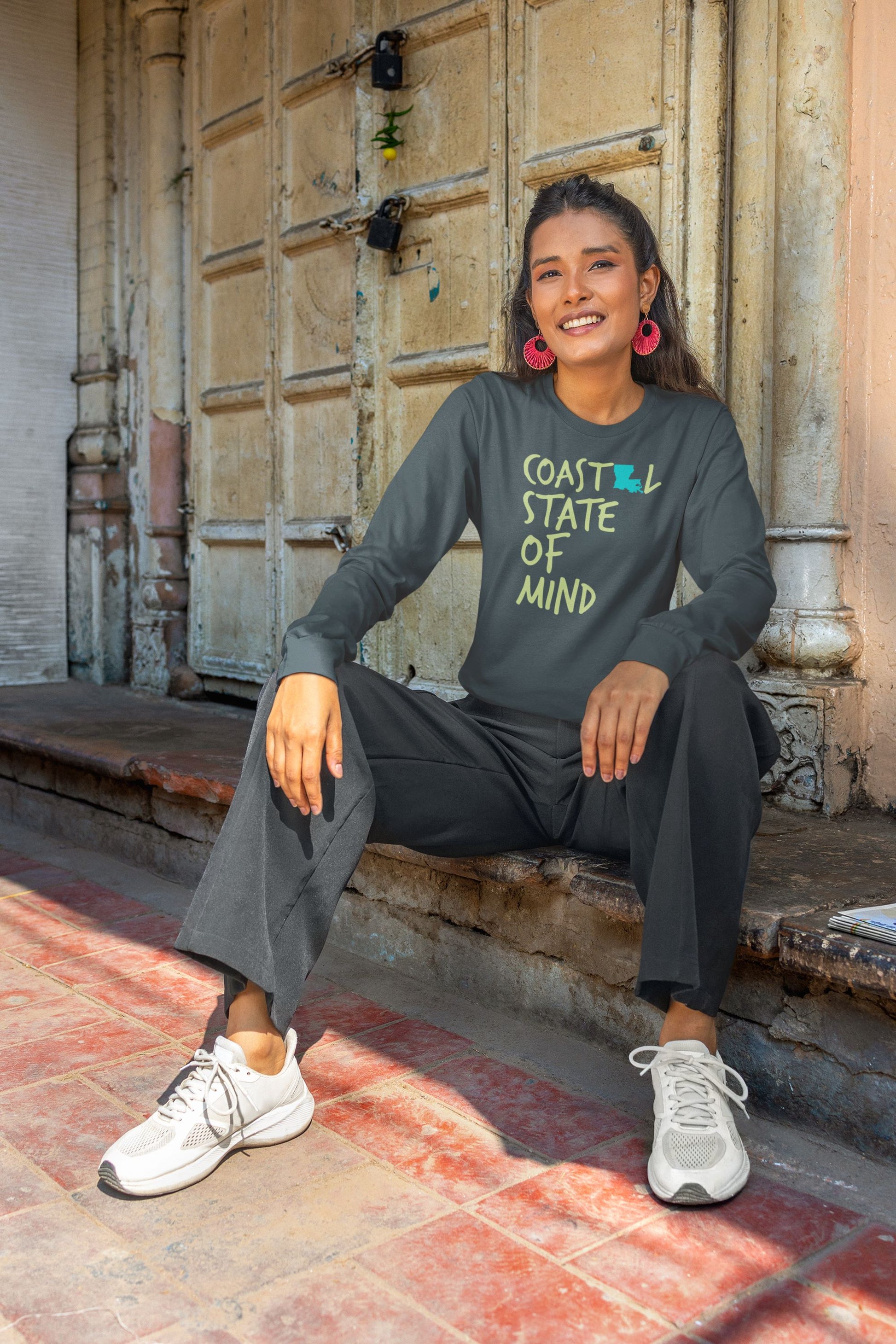 Coastal State of Mind Louisiana Beachfront Long Sleeve Unisex Tee
