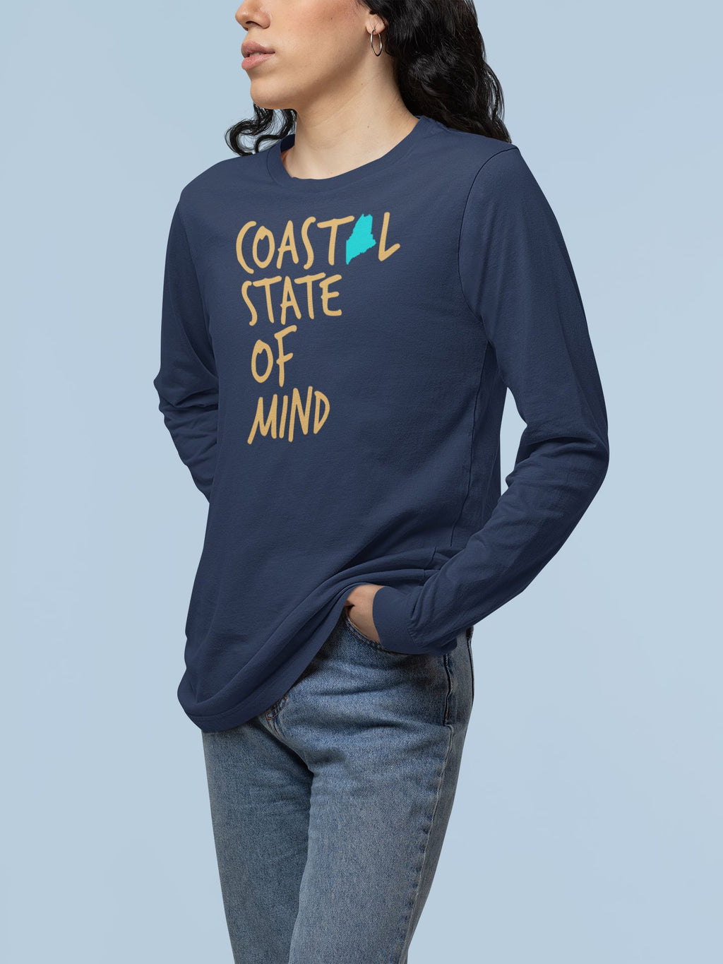 Coastal State of Mind Maine Beachfront Long Sleeve Unisex Tee