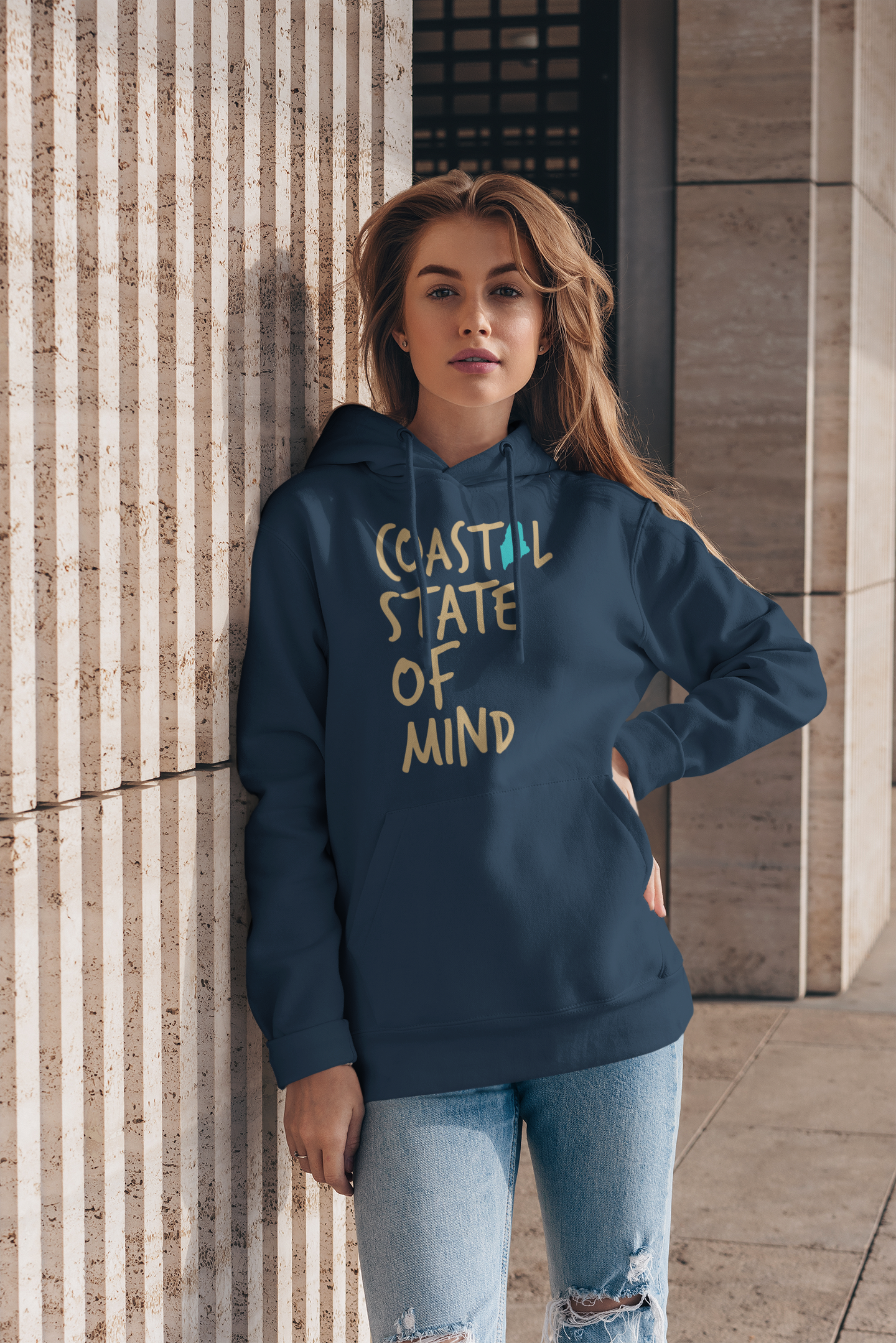 Coastal State of Mind Maine Sunset Gold Unisex Hoodie
