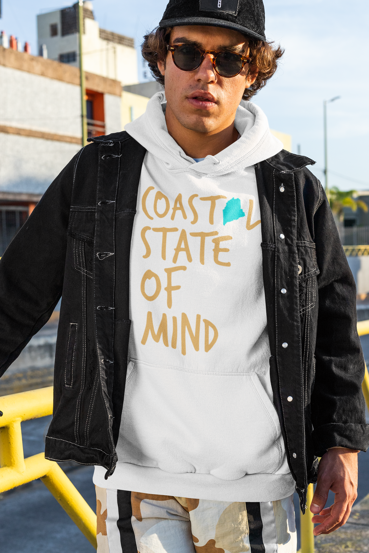 Coastal State of Mind Maine Sunset Gold Unisex Hoodie