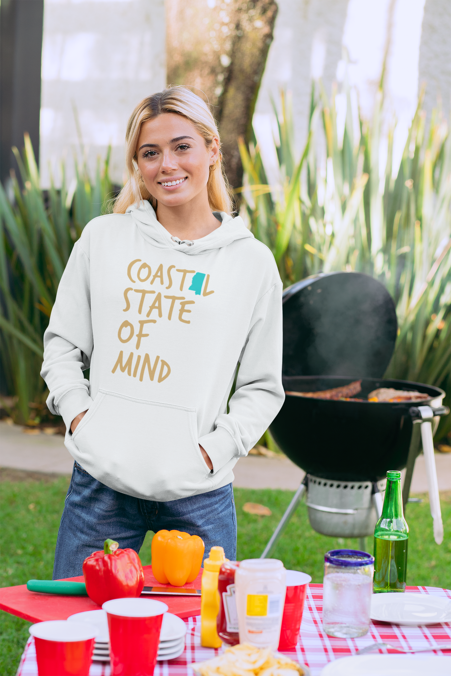Coastal State of Mind Mississippi Sunset Gold Unisex Hoodie
