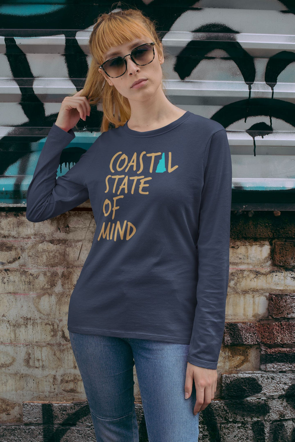 Coastal State of Mind New Hampshire Beachfront Long Sleeve Unisex Tee