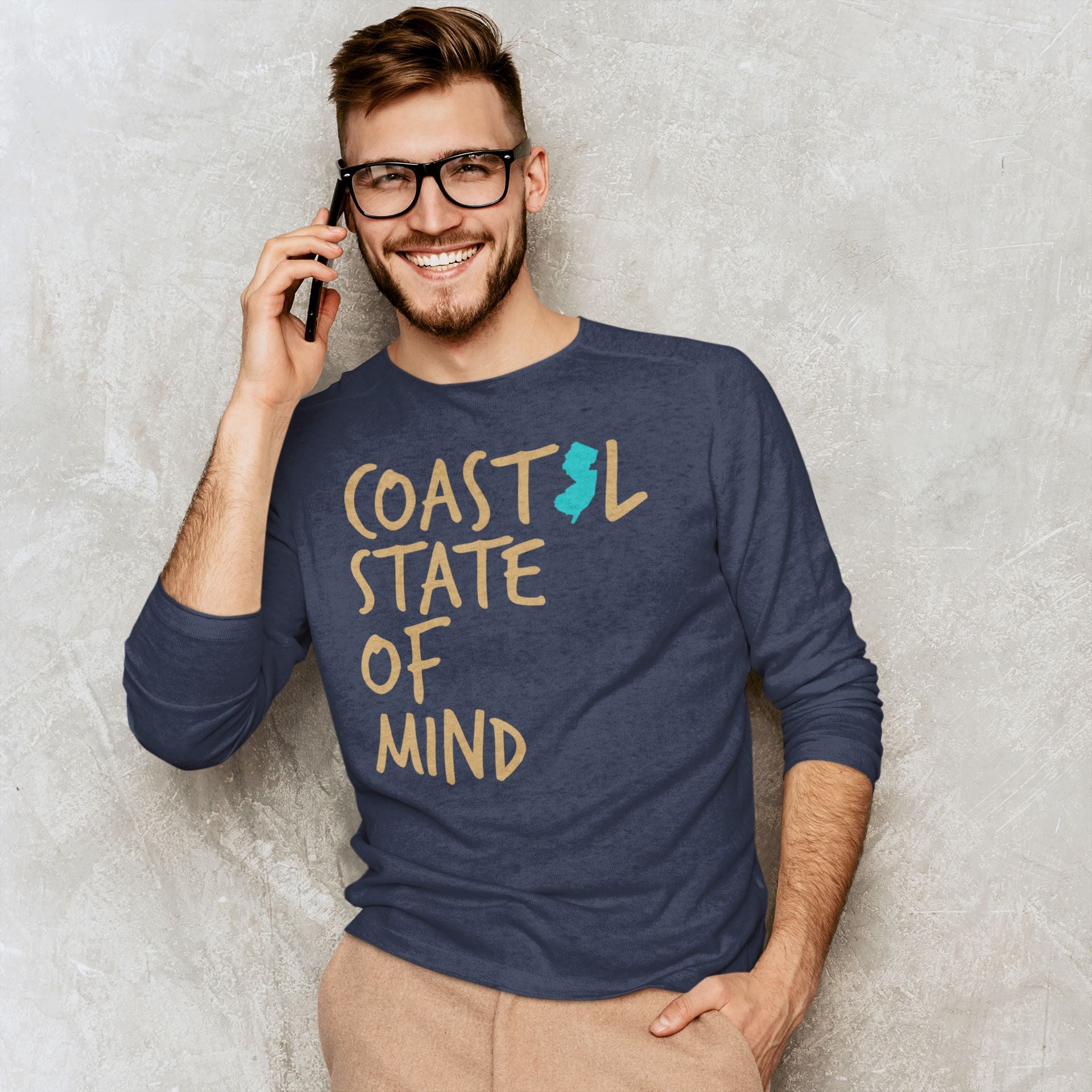 Coastal State of Mind New Jersey Beachfront Long Sleeve Unisex Tee
