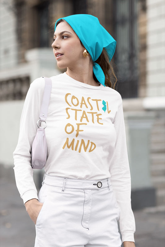 Coastal State of Mind New Jersey Beachfront Long Sleeve Unisex Tee