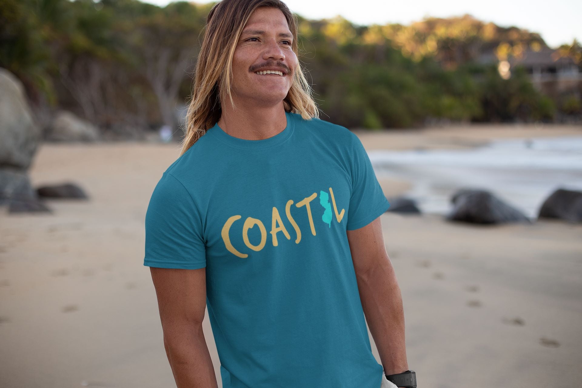 Coastal New Jersey Sunset Gold Unisex Jersey Tee