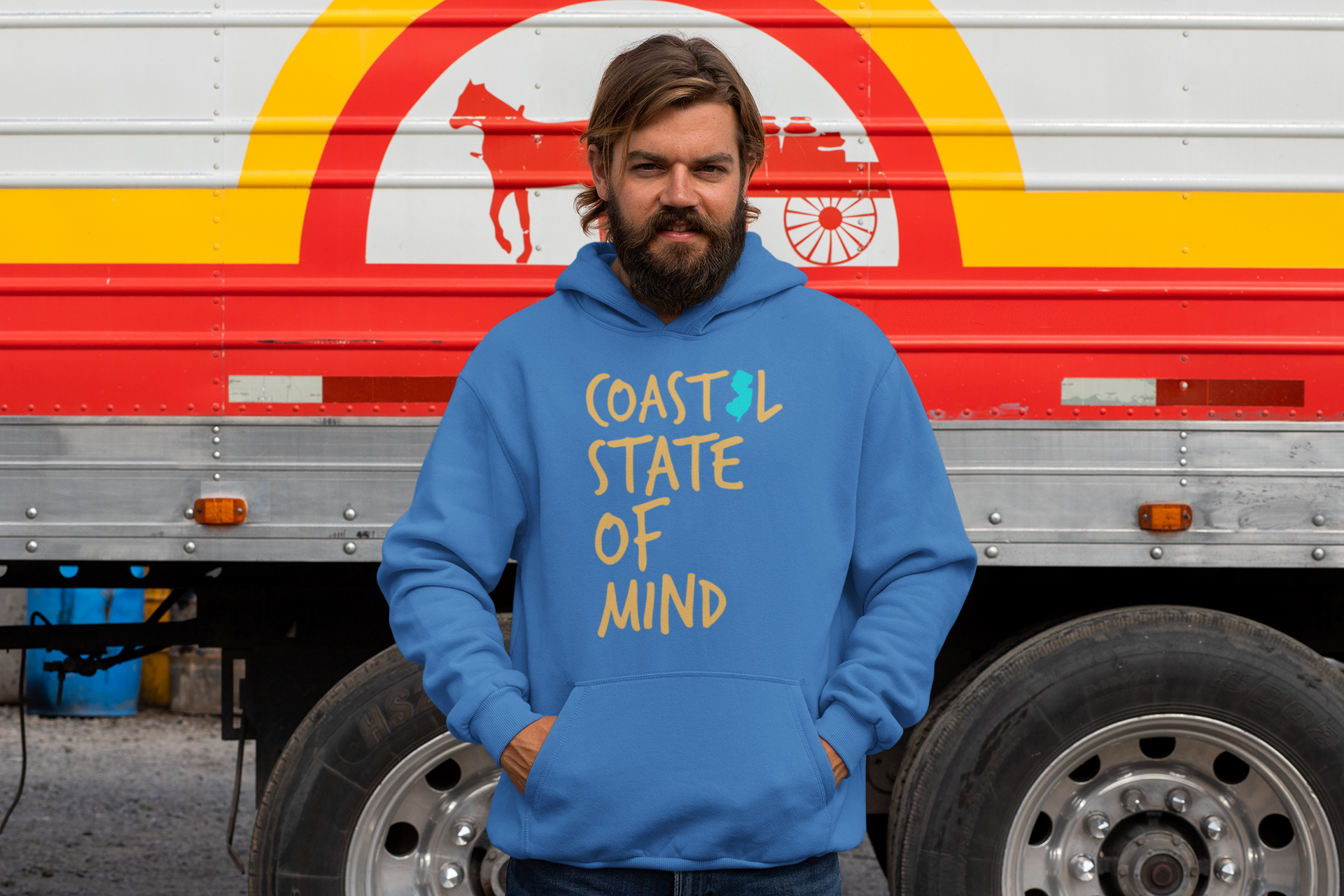 Coastal State of Mind New Jersey Sunset Gold Unisex Hoodie