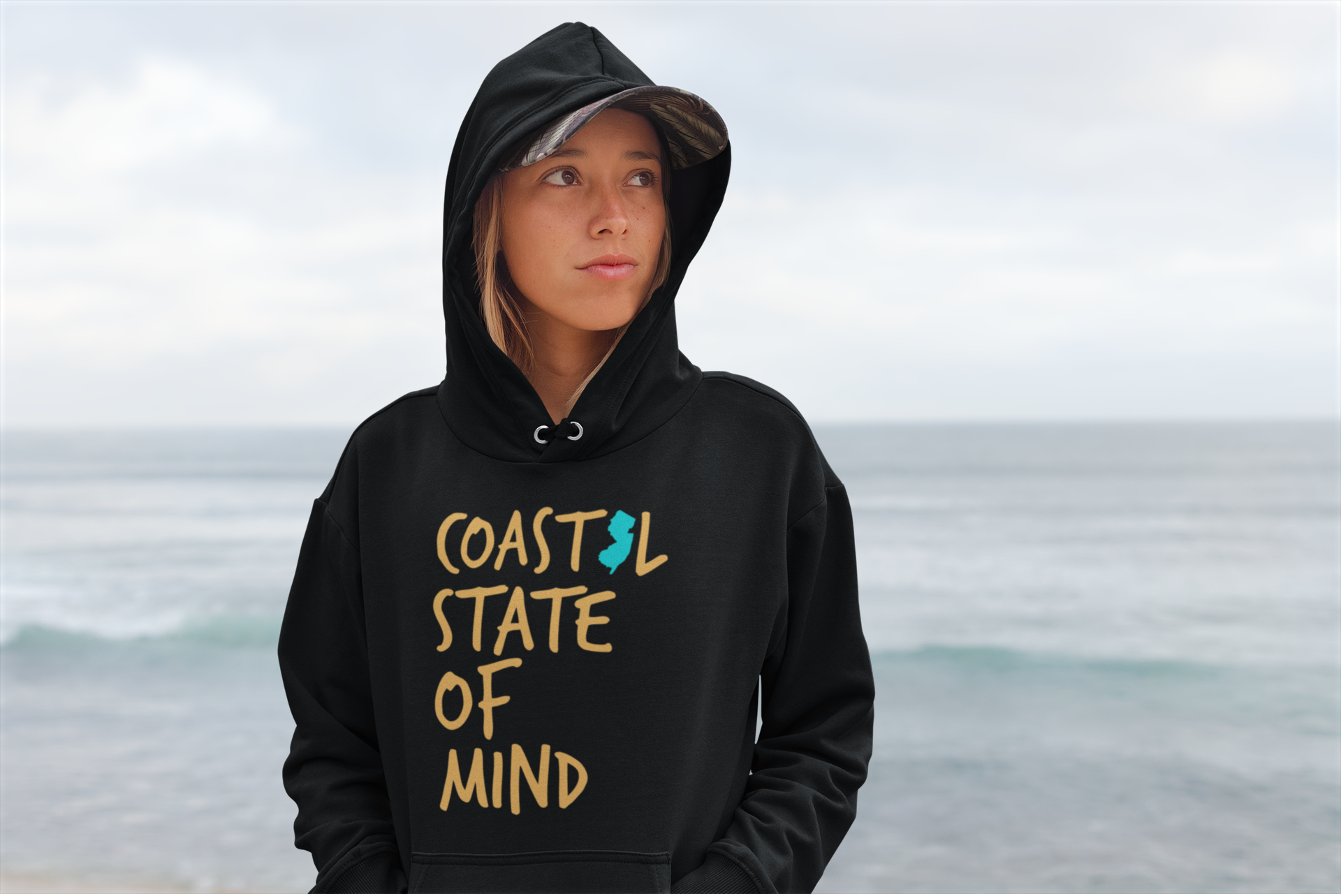 Coastal State of Mind New Jersey Sunset Gold Unisex Hoodie