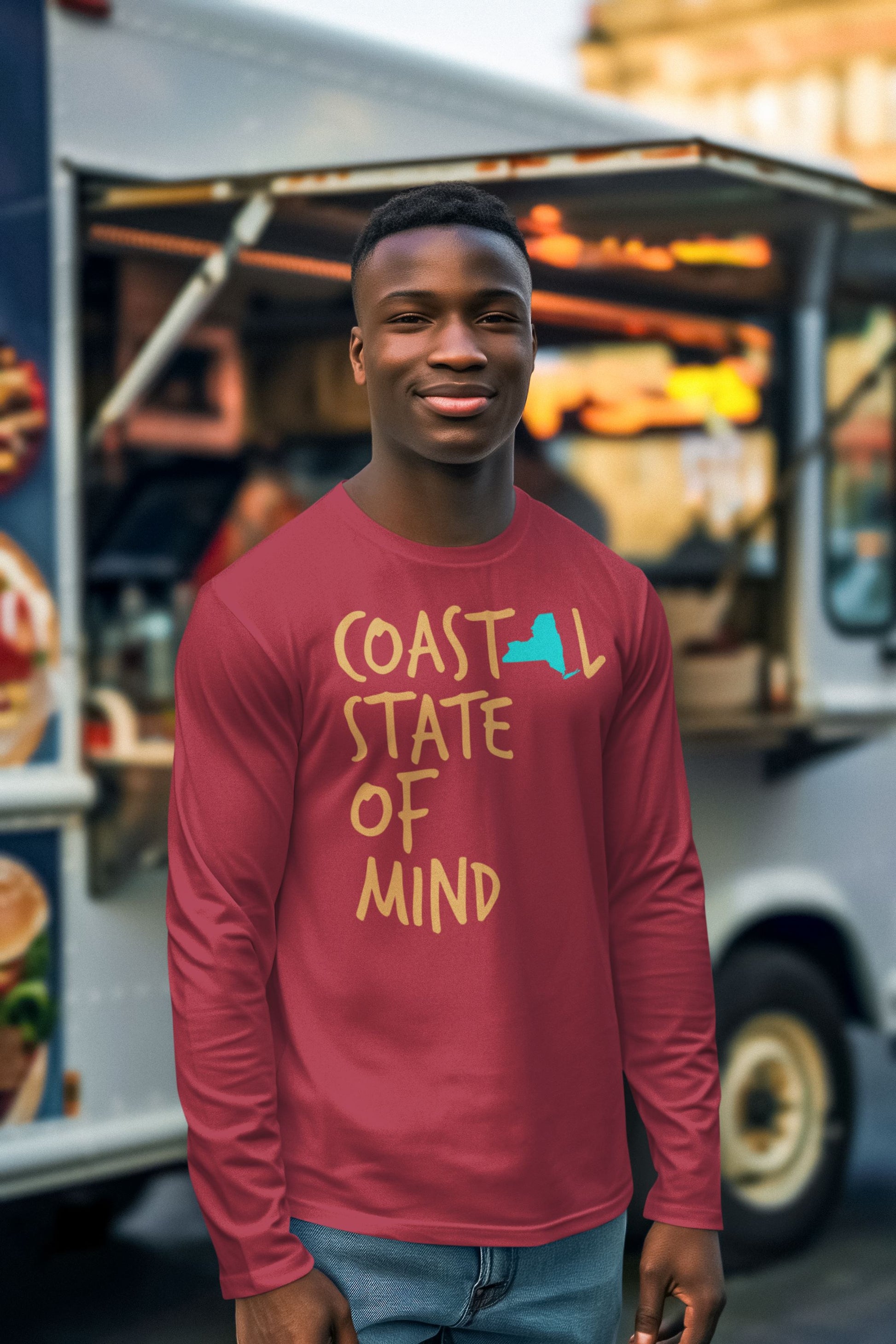 Coastal State of Mind New York Beachfront Long Sleeve Unisex Tee