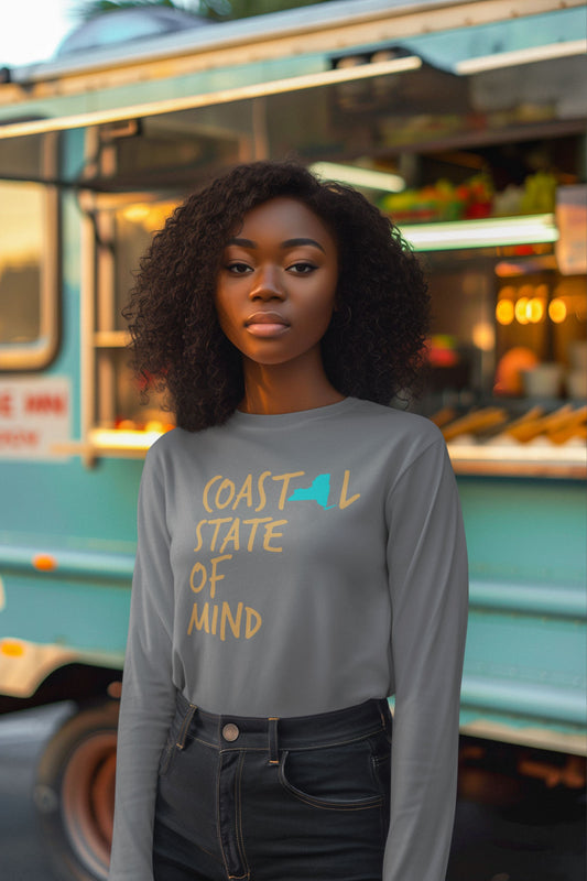 Coastal State of Mind New York Beachfront Long Sleeve Unisex Tee