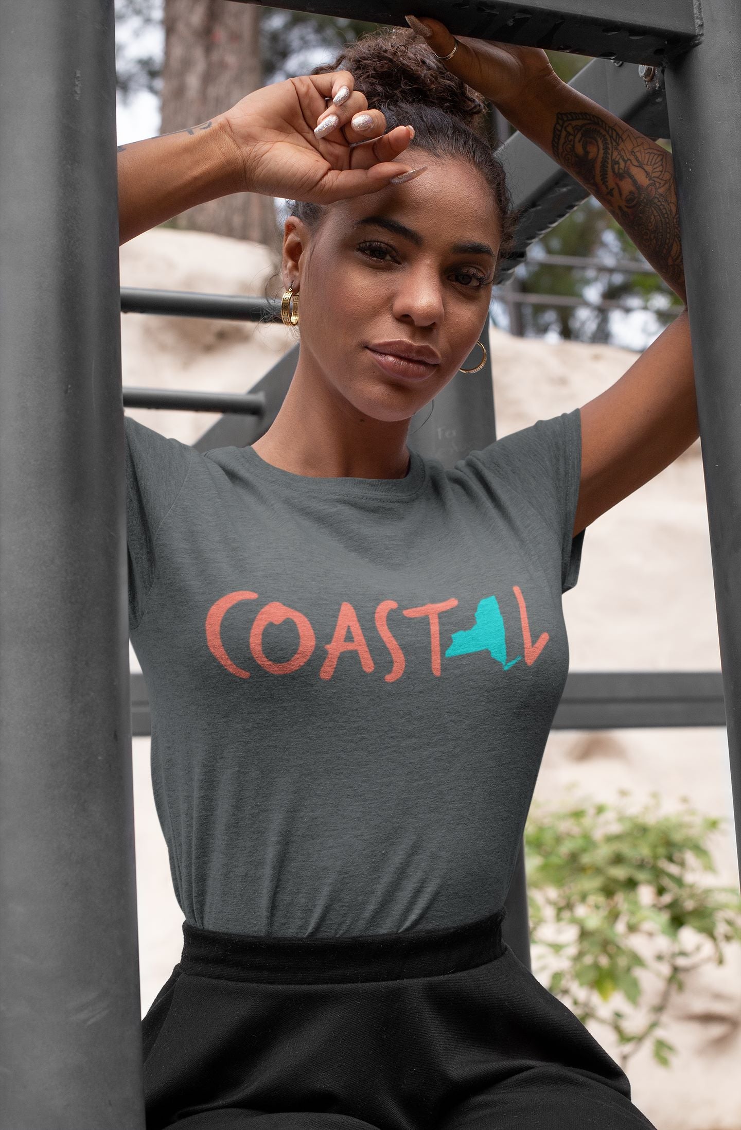 Coastal New York Sunset Red Unisex Jersey Tee