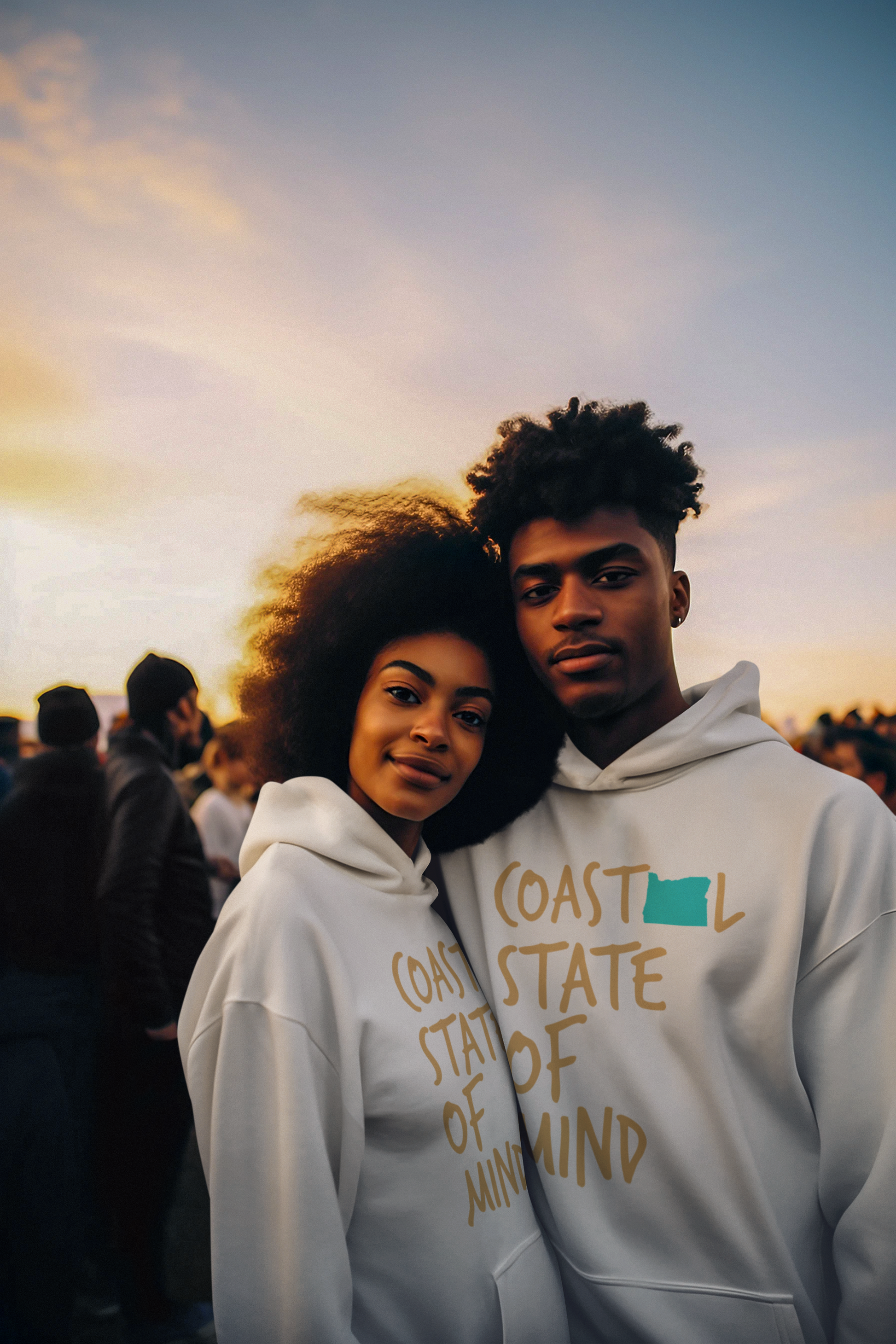 Coastal State of Mind Oregon Sunset Gold Unisex Hoodie