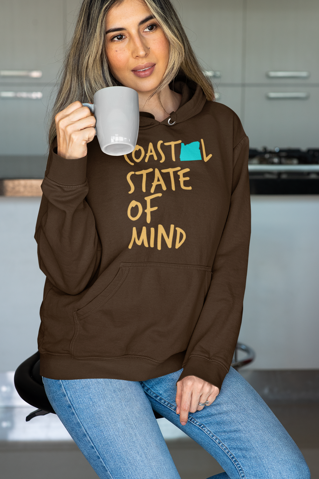 Coastal State of Mind Oregon Sunset Gold Unisex Hoodie