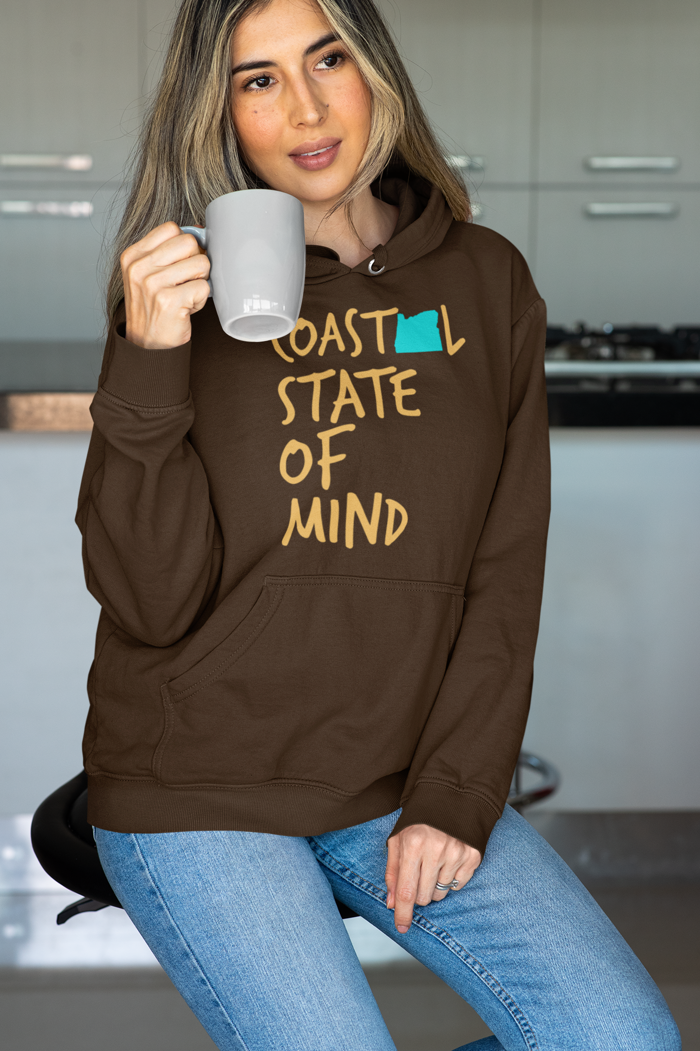 Coastal State of Mind Oregon Sunset Gold Unisex Hoodie