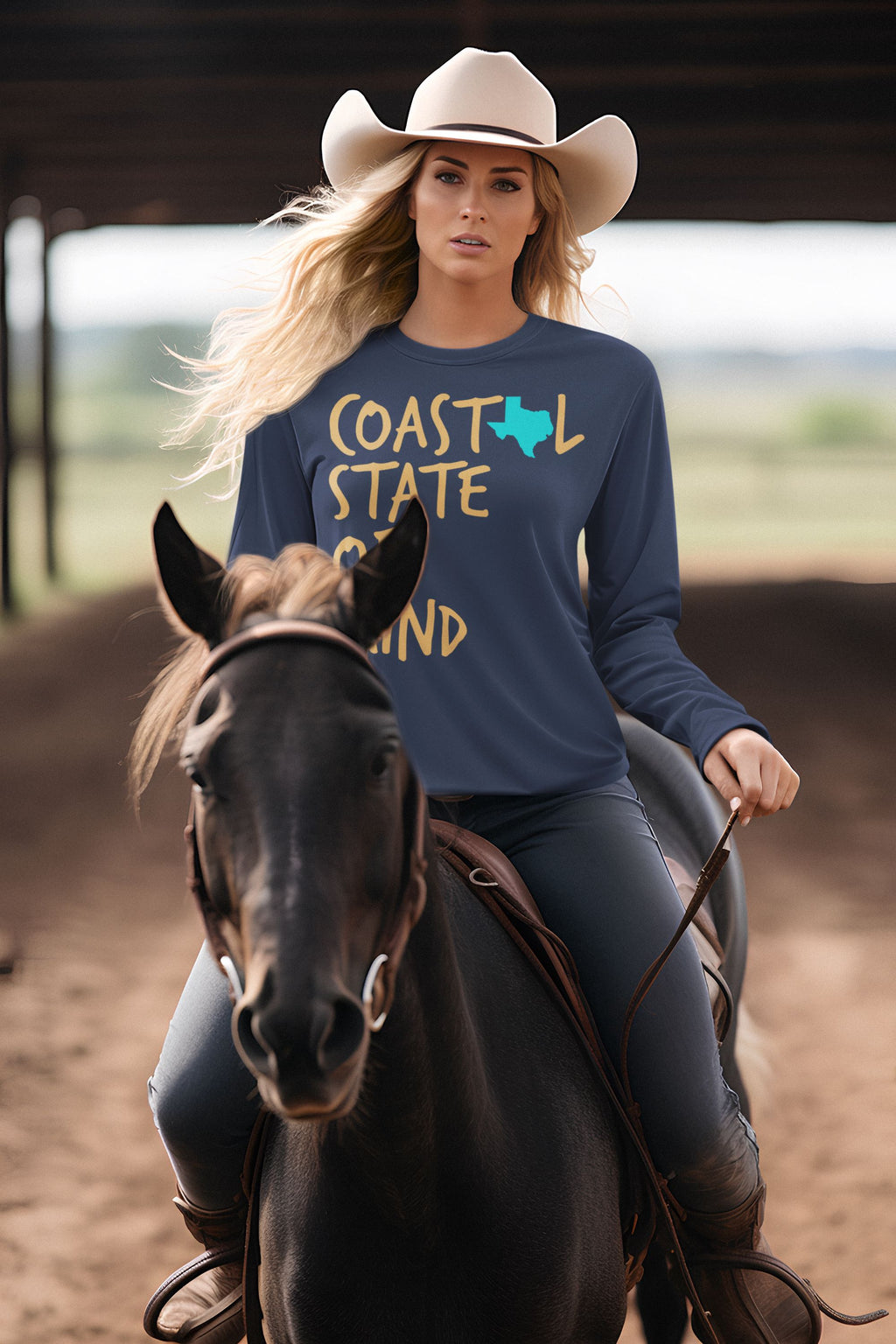 Coastal State of Mind Texas Beachfront Long Sleeve Unisex Tee
