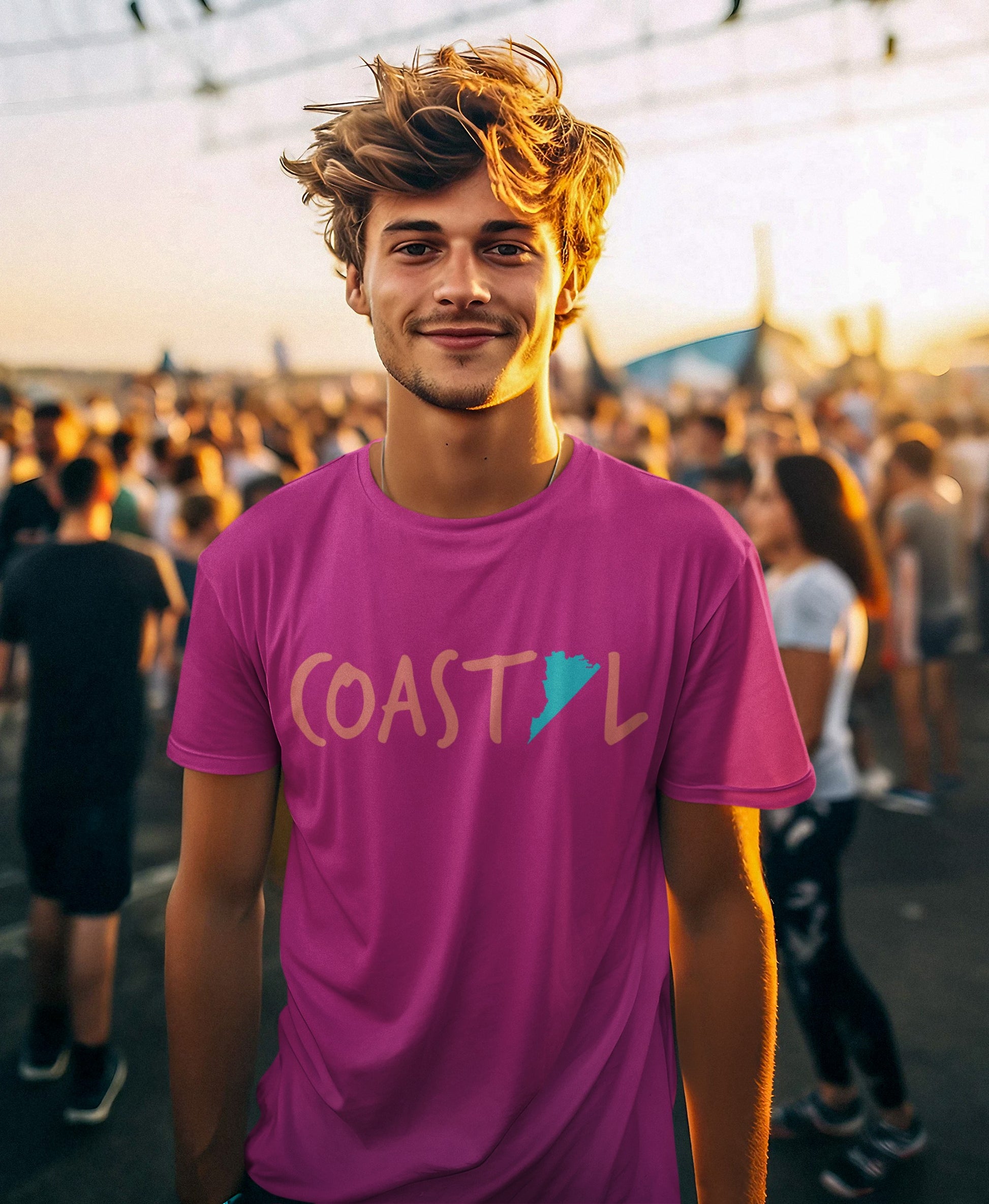 Coastal Virginia Sunset Red Unisex Jersey Tee