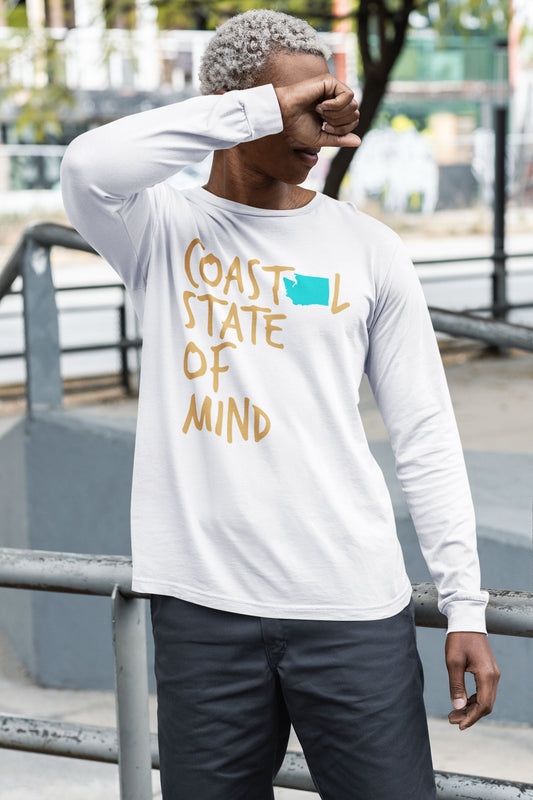 Coastal State of Mind Washington Beachfront Long Sleeve Unisex Tee