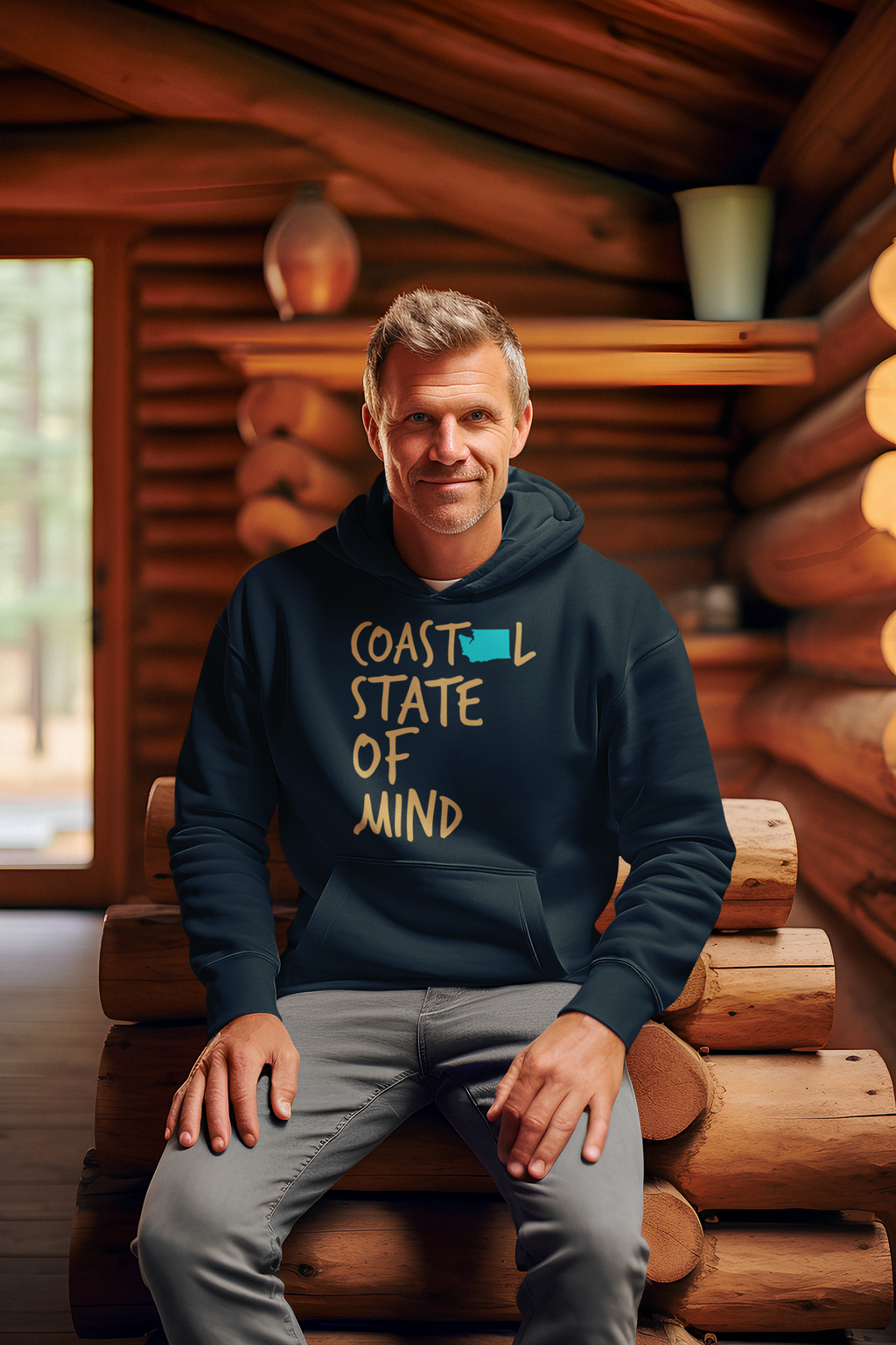 Coastal State of Mind Washington Sunset Gold Unisex Hoodie