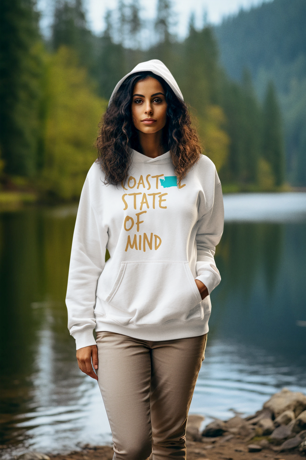 Coastal State of Mind Washington Sunset Gold Unisex Hoodie