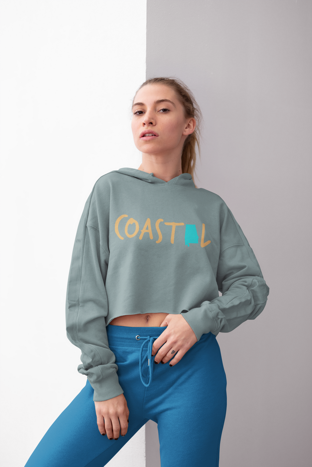 Coastal Alabama Sand & Surf Vibes Women’s Cropped Hoodie